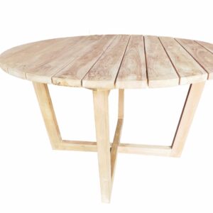 Tuintafel Rond met grote latten in massief teakhout