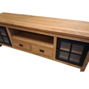 Classic TV-dressoir 2 zwart ijzeren deurtjes - 2 schuiven- 1 schap